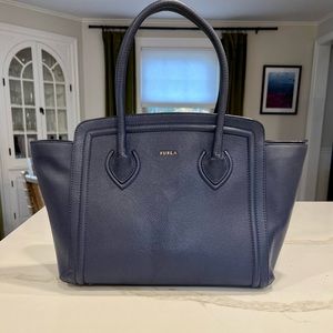 Furla Italian leather navy blue shoulder bag